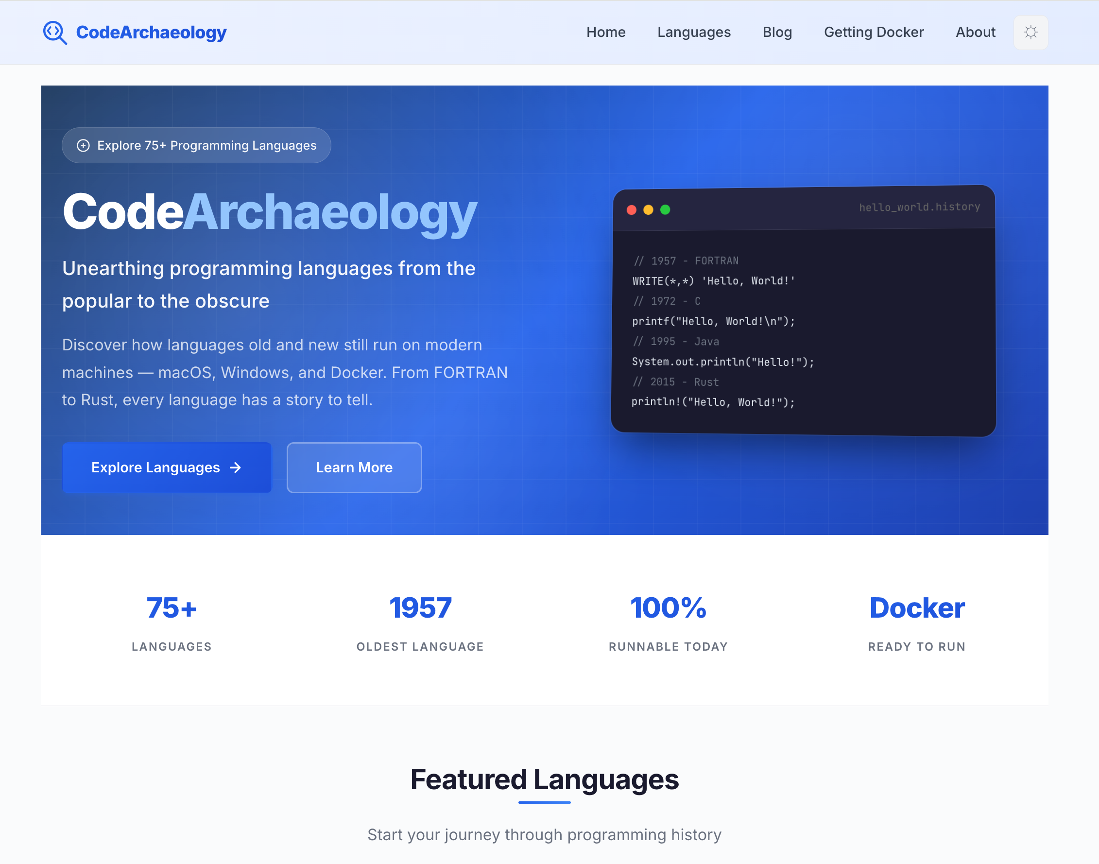 CodeArchaeology.dev educational programming languages platform