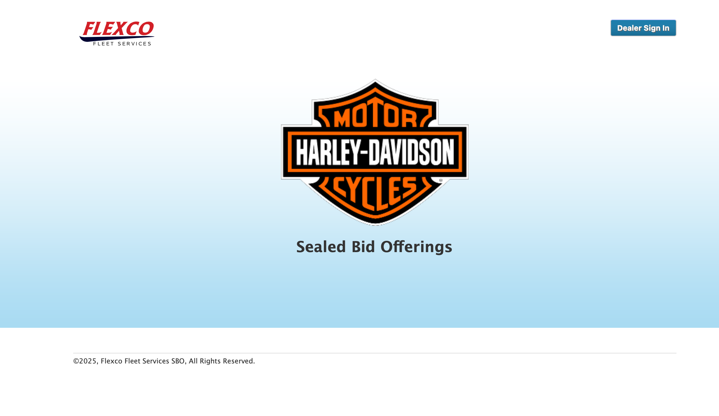 FlexCo Fleet SBO sealed bid auction platform for Harley-Davidson dealers